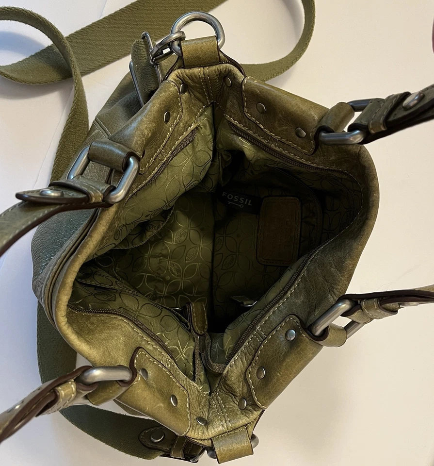 Bolso de Hombro Fossil Bandolera Multivía Cuero Verde Oliva Grande Foto 4 de 4