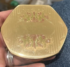 Vtg Elgin American Compact w/ Mirror Goldtone Filigree Ladies Rouge Make-up