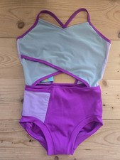 Tiger Friday Dancewear Girls Leotard Purple Cutout Mesh Child X Large