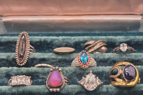 Vintage Lot 10 Sterling Silver Rings, Various Sizes, styles  58.1 Grams Lot #4