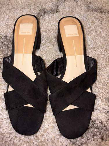 Womens Dolce Vita Black Suede Sandal Heels Size 10