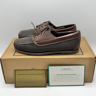 LL Bean Men's Blucher Mocassins Handsewn Leather Chocolate Brown