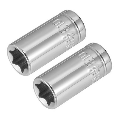 uxcell 2Pcs 1/4-inch Drive E10 External Torx Shallow Socket, Cr-V Steel 
