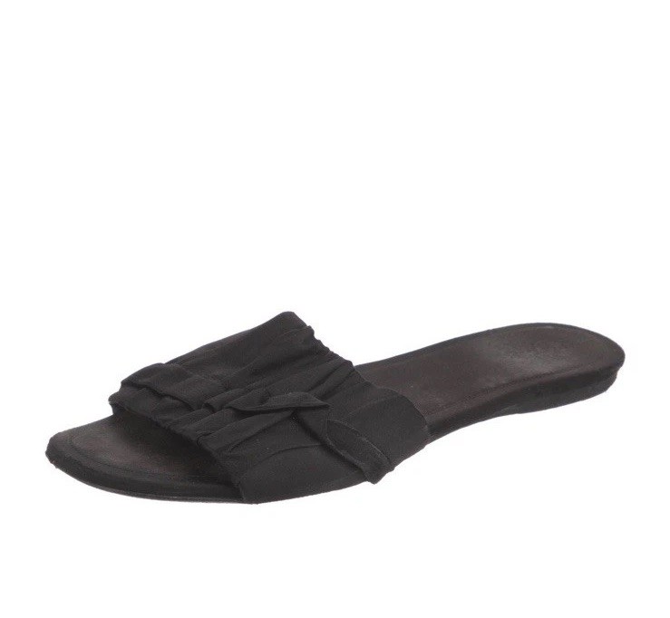 FILA THE ROW SANDALI BASSI IN RASO DI SETA NERO CON RUCHE SCARPE SLIDES 40 10