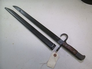 WWII JAPANESE BAYONET AND SCABBARD TOKYO HOURGLASS ARSENAL MARKED BLUED BL #L125