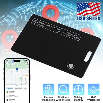 Rechargeable Smart Track Card Wallet Tracker Phone Finder Work W/ Apple Find My