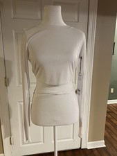 ALO Yoga Ribbed Manifest Long Sleeve Top,White Size M Athleisure Dance Gym