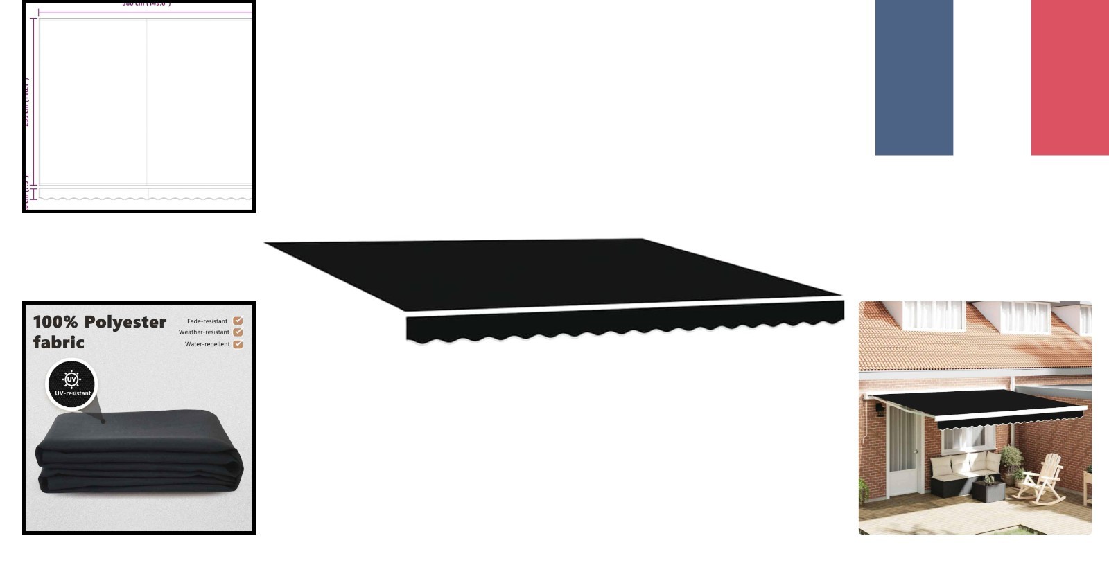 Toile d'Ombrage Noire 380x295 cm pour Profiter du Jardin