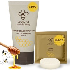 Kit Cortesia B&B Monouso 100 pezzi 50x Doccia Shampoo 20ml 50x Sapone Tondo 15g