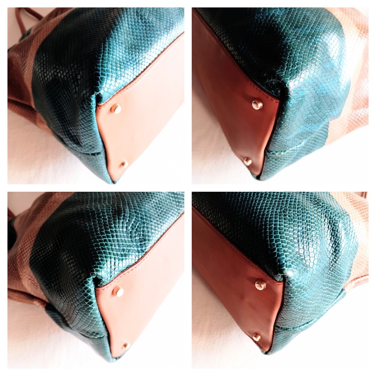 FURLA Python Print Leather Tote Bag Shoulder Bag … - image 4