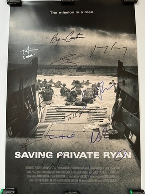 Saving Private Ryan Signed Movie Poster with COA/ 11 Signatures - Hanks, Damon