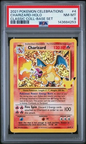 2021 POKEMON CELEBRATIONS CLASSIC COLLECTION #4 CHARIZARD-HOLO PSA 8