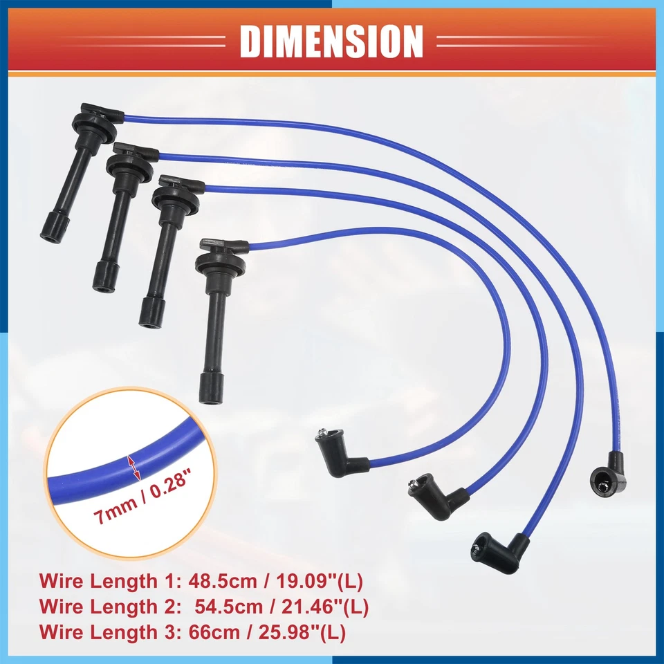 Cable de bobina de encendido de cable de bujía de 4 piezas No.32722PM6B00 para Honda Civic CRX 88 Foto 3 de 4