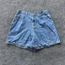 Bugle Boy Denim Shorts Womens Size 14 Blue Cinch Back High Waisted Cotton
