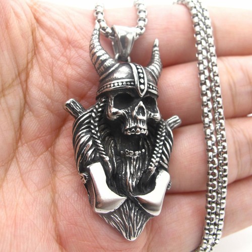 Collana Teschio Uomo Collana Ciondolo Teschio In Acciaio Inox E - Foto 4