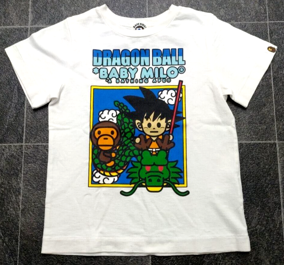 A BATHING APE (BAPE) T shirt A BATHING APE x DRAGON BALL bambino Milo Son Gohan bambino 110 cm maglietta bianca JP