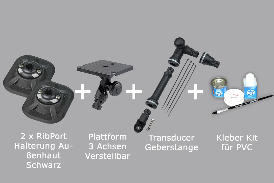 Set: Railblaza 2x RibPorts + Plattform (102x102mm) + Geberstange + Kleber Belly