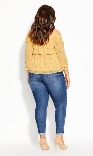 City Chic Lemon Sprig Top BNWT Ladies Plus Size XXS 12 - Picture 4 of 4