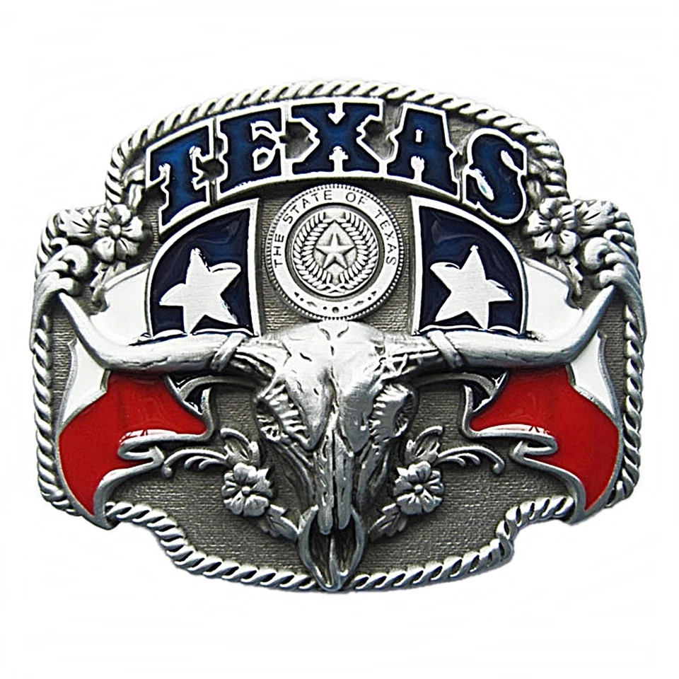 MARKENLOS Gürtelschnalle Buckle Gürtelschließe für Wechselgürtel Longhorn Texas Lone Star