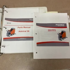 Powerboss ADMIRAL 30 SERVICE SHOP REPAIR MANUAL PARTS BOOK LIST SWEEPER SCRUBBER