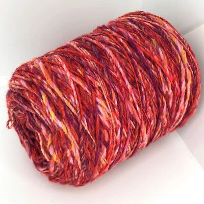 Fil épais-mince de laine d'alpaga rouge mélangée sur cône 400 g / 0,88 lb *ÉT... - Photo 1/4