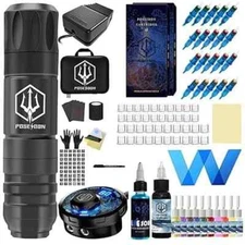 POSEIDON Black Quantum Rotary Tattoo Pen Kit TK038, Complete Kit!