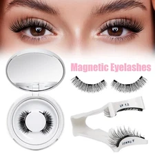 Reusable Magnetic Eyelashes with Applicator No Glue Needed Natural Lashes Kit US