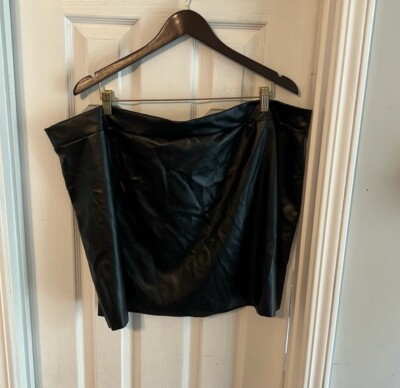 Nice Black Pretty Little Thing Faux Leather Mini Skirt Women Size 4X