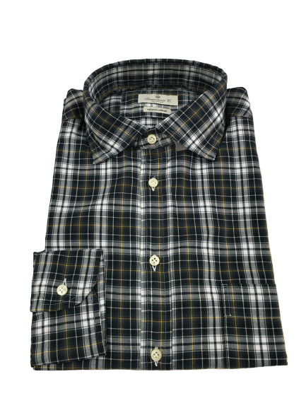 BRANCACCIO camicia quadri blu/verde con taschino маника лунга ПИТТ ЗОЛОТОЙ B159502 
