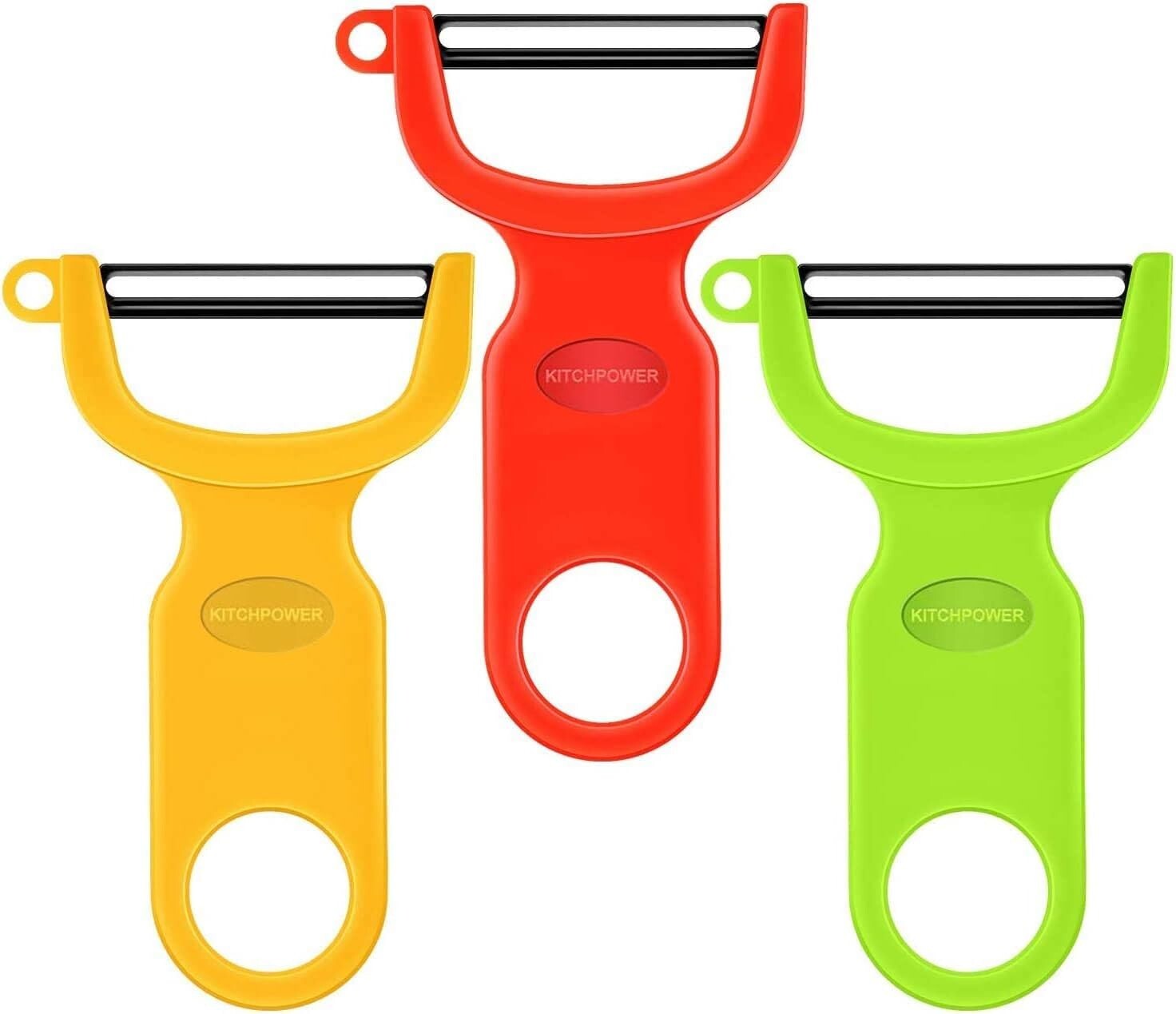 Original Vegetable Fruit Peeler Carbon Steel Blade 3 Pack Red/Green/Yellow…