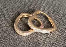 Beautiful Heart Earrings Cubic Zirconia, 14k Gold Coated