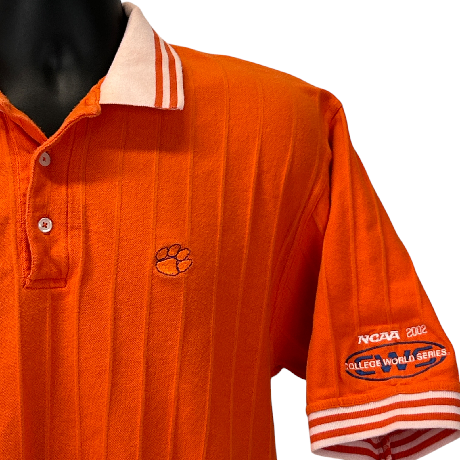 Vintage 2002 Clemson Tigers World Series Polo Shirt Men's Large Orange