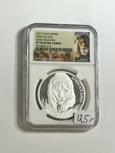 2017 Chad 5000 Francs 1 oz .999 Silver Coin PF 70 Ultra Cameo NGC Graded