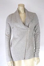 Helmut Lang Gray Collared Side Full Zip Asymmetric Track Jacket Edgy Size S