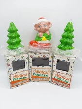 Lot Of 3 Vintage Christmas Musical Candles - Silent Night & Jingle Bells
