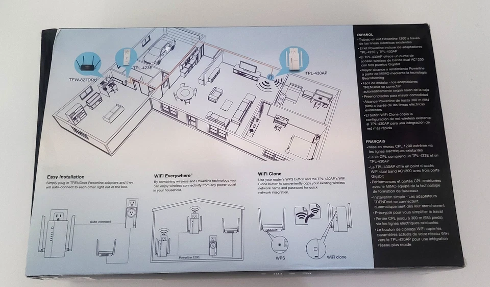 Acceso inalámbrico TRENDnet Wi-Fi Everywhere Powerline 1200 AV2 doble banda AC1200 Foto 3 de 3