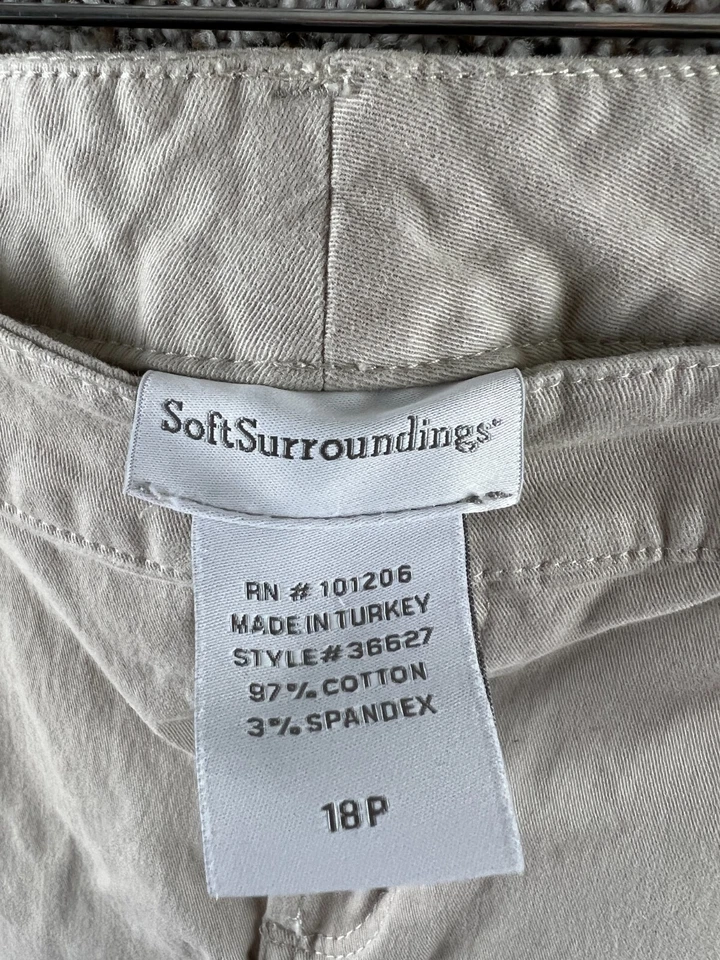 Soft Surroundings Cropped Beige Pants Women's Size 18W Straight Leg Stretch - Image 2 of 4