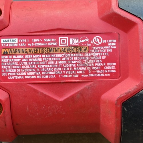 Craftsman Reciprocating Saw CMES300 7.5 amp Corded Brushed   Used - Picture 3 of 9