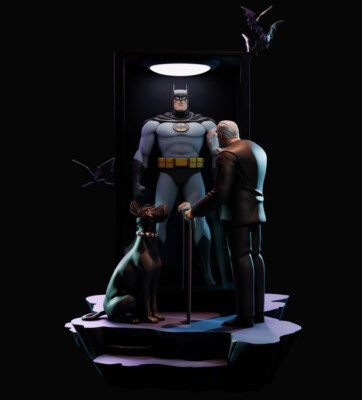 Batman Animated Figur Diorama Resin 3D gedruckt DIY Modellbausatz