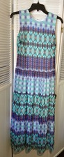 NWT Calvin Klein Womens 2 Tie Dye Multi Chiffon Maxi Dress Boho Festival $134