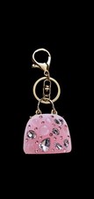 Rhinestone Pink Purse Handbag Pendant Charm Keychain Keyring