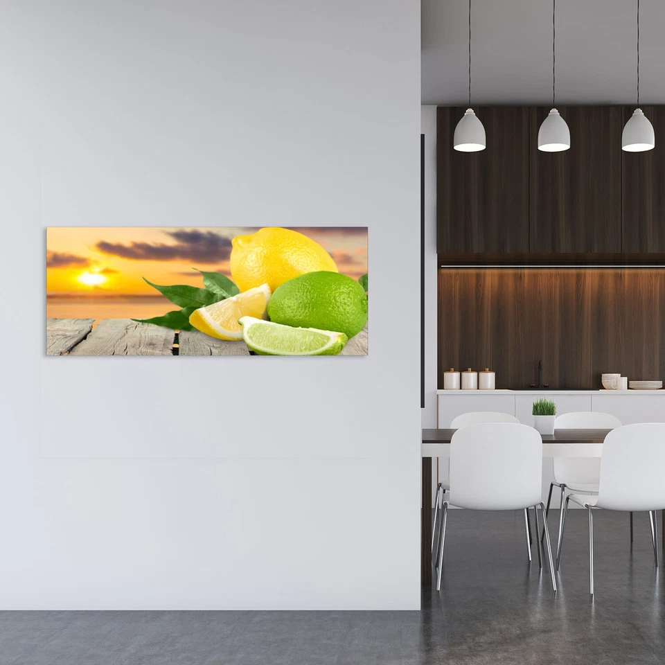 Glasbild 125x50 XL Zitrone Gelb Panorama Wandbild Glasbilder Modern Deko Glas - Bild 3 von 4