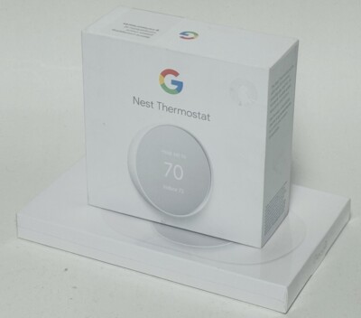 Google Nest G4CVZ Programmable Wi-Fi Thermostat - Snow - New Open Box-W/Trim