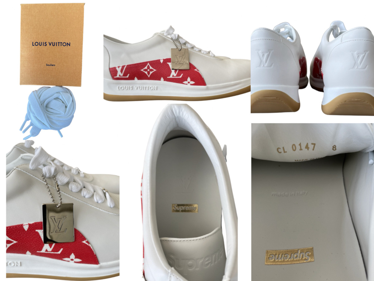 Louis Vuitton x Supreme White Leather Run Away Sneakers Size 43.5 Louis  Vuitton