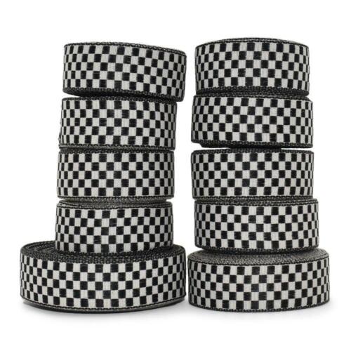 52 Yards Black White Checkered Flag Woven Ribbon Lot 5/8