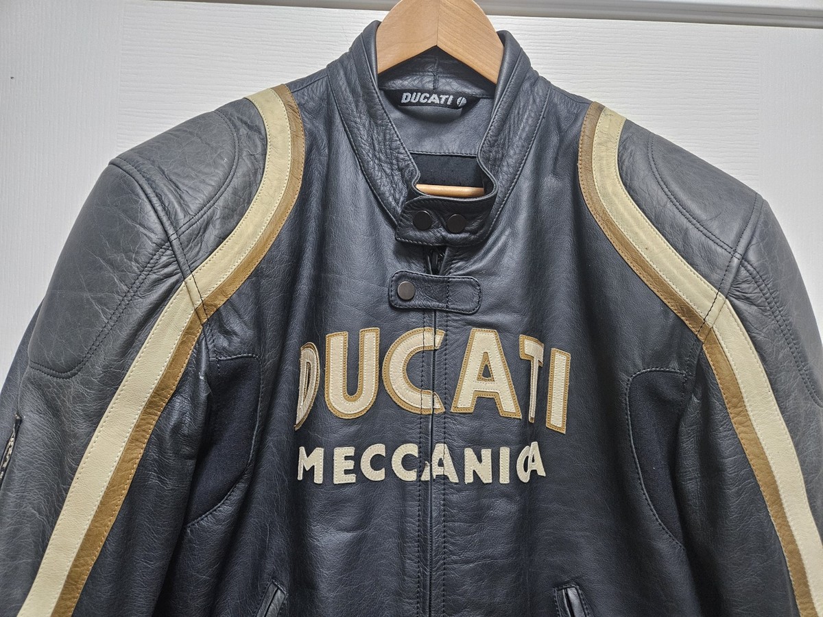 Vintage Ducati Meccanica Motorycycle Leather Jacket M Tech Size 58