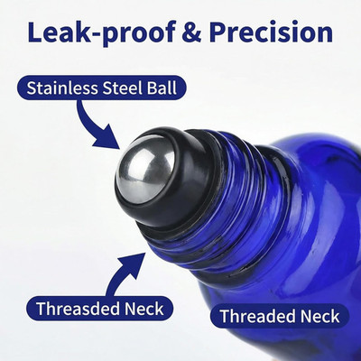 3PCS 50ml/ 1.67oz Roller Bottles Empty Refillable Blue Glass Roll-on Bottles ...
