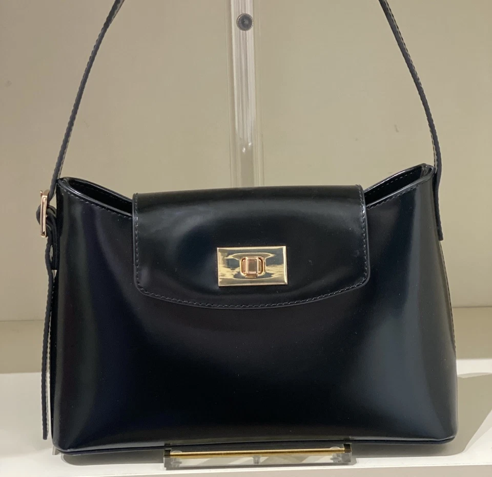 J. Crew вневременной универсальный Edie наплечная сумка в черной коже новый с Ярлыками - Изображение 4 из 4