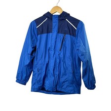 L.L. Bean Kids' Trail Model Rain Jacket Lined Blue Navy Blue Youth Large 14-16