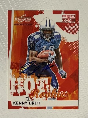 Kenny Britt 2009 Score Hot Rookies Auto Red Zone 27/30 Tennessee Titans
